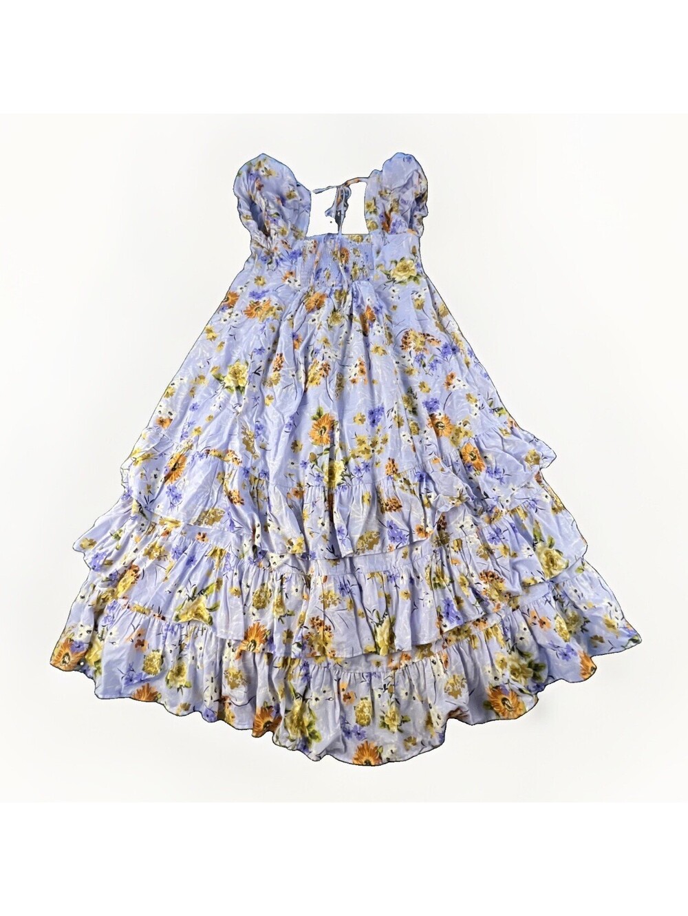 By‎ Anthropologie Smocked Tiered Prairie Maxi Dress M Floral 50” Style OBI660704